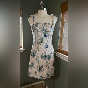 Anthropologie Blue Floral Midi Dress